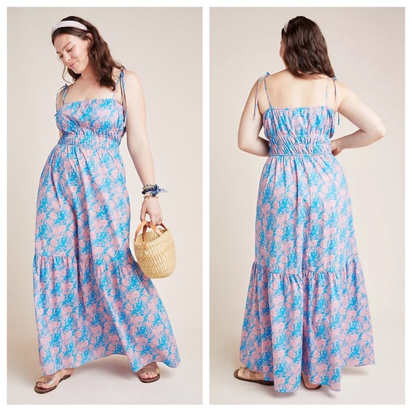 NWT Anthropologie x Cynthia Rowley Azores Smocked Maxi Dress Z264-0 - Picture 2 of 8